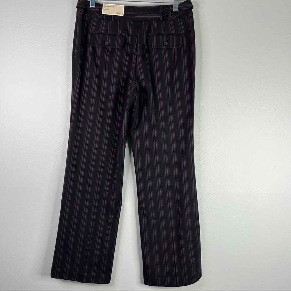 Cato Pants Women’s 8 Purple Black Stripe Contemporary Lower Rise Straight Leg - Picture 7 of 13